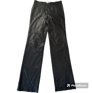 Colovos 100% leather black pants zipper detail